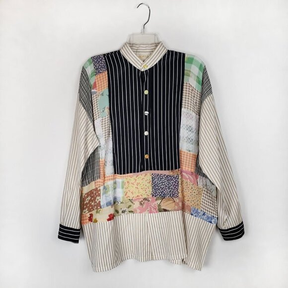 Hartly of Westwood Patchwork Popover Top Funky Art Lagenlook Size Medium - Picture 7 of 7